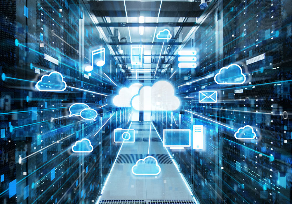 Shot of Corridor in Working Data Center